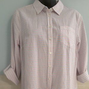 Talbots multicolored stripe red and blue light weight blouse